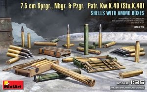 MiniArt 35375 7.5 cm Sprgr., Nbgr. & Pzgr. Patr. Kw.K.40 (Stu.K.40) SHELLS WITH AMMO BOXES 1/35