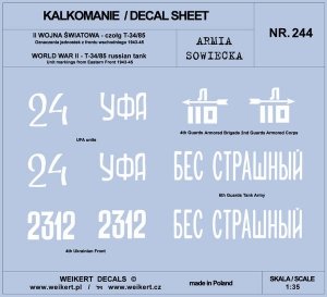 Weikert Decals DEC244 Armia Sowiecka - CZOŁG T-34/85 - front wschodni 1943-45 - vol.3 1/35