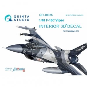 Quinta Studio QD48035 F-16С 3D-Printed & coloured Interior on decal paper (for Hasegawa kit) 1/48