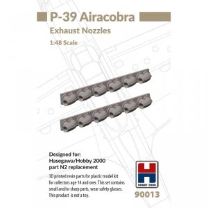 Hobby 2000 90013 P-39 Airacobra Exhaust Nozzles - part N2 replacement (for Hasegawa/Hobby 2000) (3D-Printed) 1/48