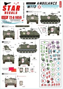 Star Decals 72-A1059 Israeli AFVs # 4 M113 Ambulance markings 1/72