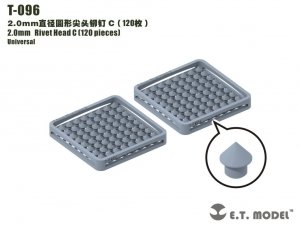 E.T. Model T-096 2.0mm Rivet Head C (120 pieces) ( nity )