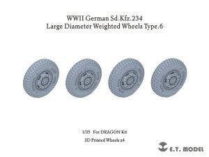 E.T. Model P35-106 WWII German Sd.Kfz.234 Large Diameter Weighted Wheels Type.6 1/35