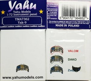 Yahu YMA7362 Yakovlev Yak-9 - Instrumet Panel (for Valom / Dako and Zvezda Kits) 1/72