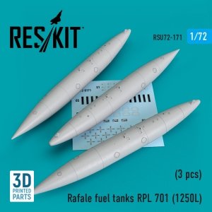 RESKIT RSU72-0171 Rafale fuel tanks RPL 701 (1250L) (3 pcs) (3D Printed) (1/72)