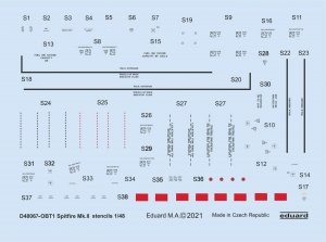 Eduard D48067 Spitfire Mk. II stencils for Eduard 1/48