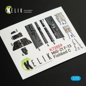 KELIK K72059 MIG-21 F-13 INTERIOR 3D DECALS FOR REVELL KIT 1/72