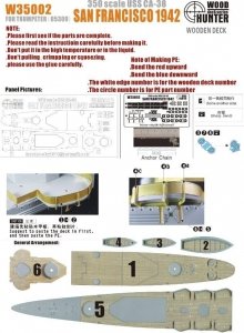 Wood Hunter W35002 Wood Deck USS San Francisco 1942 for Trumpeter 1/350