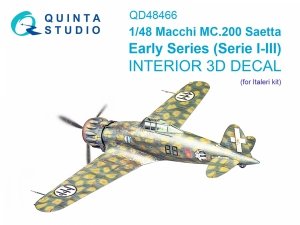 Quinta Studio QD48466 Macchi MC.200 Saetta (Early) 3D-Printed coloured Interior on decal paper (Italeri) 1/48