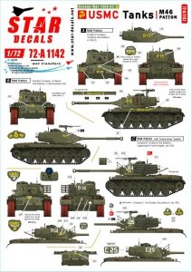 Star Decals 72-A1142 Korean War 1950-53 # 3. USMC Tanks. Patton. 1/72