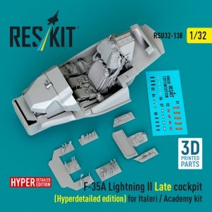 RESKIT RSU32-0138 F-35A Lightning II Late cockpit (Hyperdetailed edition) for Italeri / Academy kit (3D Printed) (1/32)