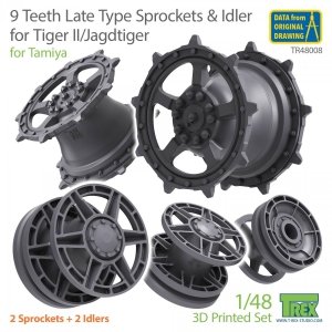 T-Rex Studio TR48008 9 Teeth Late Type Sprocket & Idler for Tiger II/Jagdtiger for TAMIYA 1/48