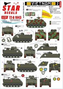 Star Decals 72-A1043 Vietnam 2. M113A1, M113 w recoilless gun, M132 Zippo, M548 ammo carrier, M577 1/72