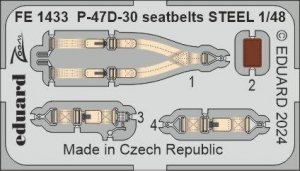 Eduard FE1433 P-47D-30 seatbelts STEEL MINIART 1/48