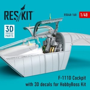 RESKIT RSU48-0168 F-111D Cockpit with 3D decals for HobbyBoss kit (3D Printed) (1/48)