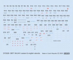 Eduard D72028 Mi-24V stencils Russian & English Zvezda 1/72