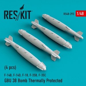 RESKIT RS48-0293 GBU-38 BOMBS THERMALLY PROTECTED (4 PCS) 1/48