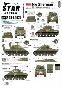 Star Decals 48-B1020 US M4 Sherman. D-Day and France in 1944. 1/48