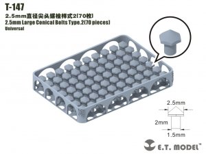 E.T. Model T-147 2.5mm Large Conical Bolts Type.2 70 pieces