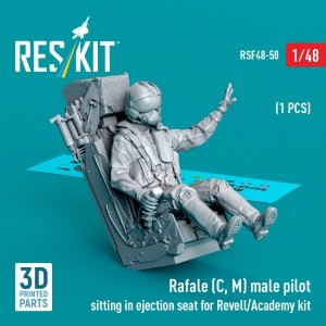 RESKIT RSF48-0058 Rafale (C, M) female pilot sitting in ejection seat for Revell/Academy kit (1 pcs) (3D Printed) 1/48