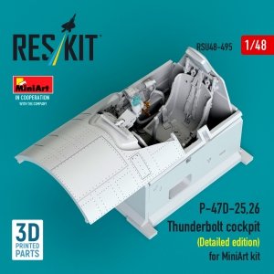 RESKIT RSU48-0495 P-47D-25,26 Thunderbolt cockpit (Detailed edition) for MiniArt kit (3D Printed) (1/48)