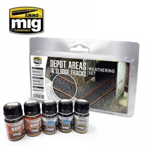 AMMO of Mig Jimenez 7470 Depot Areas Sludge Tracks Weathering Set 5x35ml