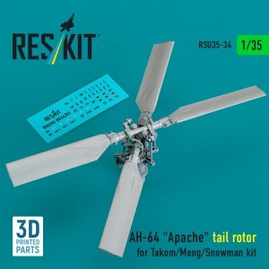 RESKIT RSU35-0034 AH-64 Apache tail rotor for Takom/Meng/Snowman kit (3D Printed) (1/35)