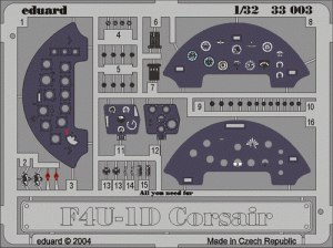 Eduard 33003 F4U-1 dashboard TRUMPETER 1/32