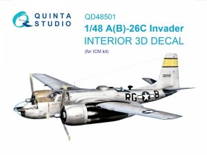 Quinta Studio QD48501 A-26C Invader 3D-Printed & coloured Interior on decal paper (ICM) 1/48