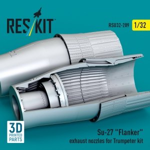 RESKIT RSU32-0209 Su-27 Flanker exhaust nozzles for Trumpeter kit (3D Printed) 1/32