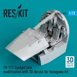 RESKIT RSU72-0213 FB-111 Cockpit late modification with 3D decals for Hasegawa kit (3D Printed) (1/72)