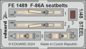 Eduard FE1489 F-86A Seatbelts STEEL CLEAR PROP 1/48