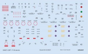 Eduard D48071 P-38 stencils 1/48