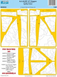 Special Hobby M48022 AJ/JA/SF-37 Viggen (Single Seater) Splinter Camo (For Special Hobby And Tarangus Kits) 1/48