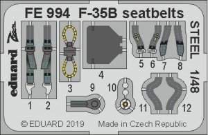 Eduard FE994 F-35B seatbelts STEEL 1/48 KITTY HAWK