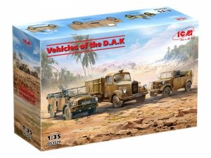 ICM DS3529 Vehicles of the D.A.K (s.E.Pkw Kfz.70 with Zwillingssockel 36, Typ L3000S, le.gl.Einheitz-Pkw Kfz.2) 1/35