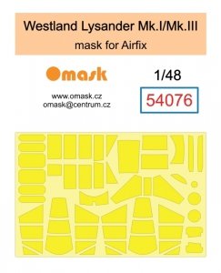 Omask 54076 Westland Lysander Mk.I/Mk.III mask (for Airfix) clear parts yellow masking tape 1/48