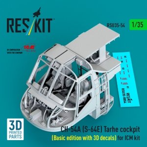 RESKIT RSU35-0054 CH-54A (S-64E) Tarhe cockpit (Basic edition with 3D decals) for ICM kit (3D Printed) (1/35)