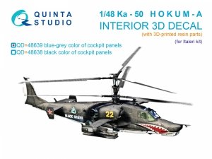 Quinta Studio QD+48639 Ka-50 (blue-grey panels) 3D-Printed & coloured Interior on decal paper (Italeri) (with 3D-printed resin parts) 1/48
