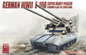 Modelcollect UA72097 German WWII E-100 Super Heavy Panzer 128mm Flak 40 Zwilling 1/72