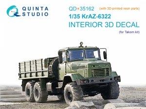 Quinta Studio QD+35162 KrAZ-6322 3D-Printed & coloured Interior on decal paper (Takom) (with 3D-printed resin parts) 1/35