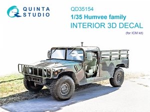 Quinta Studio QD35154 Humvee family 3D-Printed & coloured Interior on decal paper (ICM) 1/35