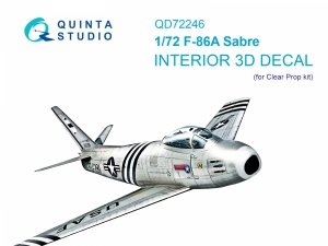 Quinta Studio QD72246 F-86A Sabre 3D-Printed & coloured Interior on decal paper (ClearProp) 1/72