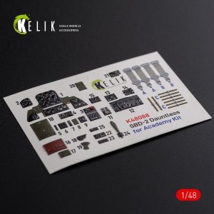 KELIK K48088 SBD-2 Dauntless interior 3D decals for Academy kit 1/48