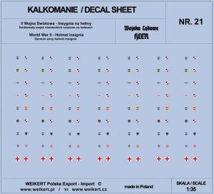 Weikert Decals DEC221 Emblematy na hełmy niemieckie - HEER - vol. 21 1/35