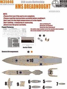 Wood Hunter W35046 Wood deck HMS Dreadnought for Trumpeter 05328 1/350