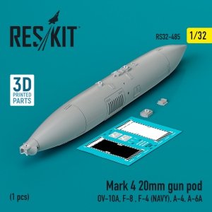 RESKIT RS32-0485 Mark 4 20mm gun pod (1 pcs) (3D Printed) 1/32