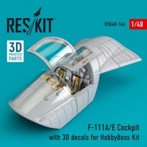 RESKIT RSU48-0166 F-111A/E Cockpit with 3D decals for HobbyBoss kit (3D Printed) (1/48)