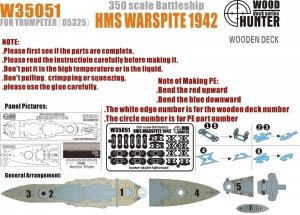 Wood Hunter W35051 Wood deck HMS Warspit for Trumpeter (1:350)