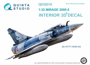 Quinta Studio QD32010 Mirage 2000-5 3D-Printed & coloured Interior on decal paper (for Kitty Hawk kit) 1/32